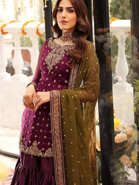Zeenat Embellished Plum Sharara