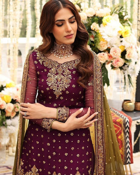 Zeenat Embellished Plum Sharara