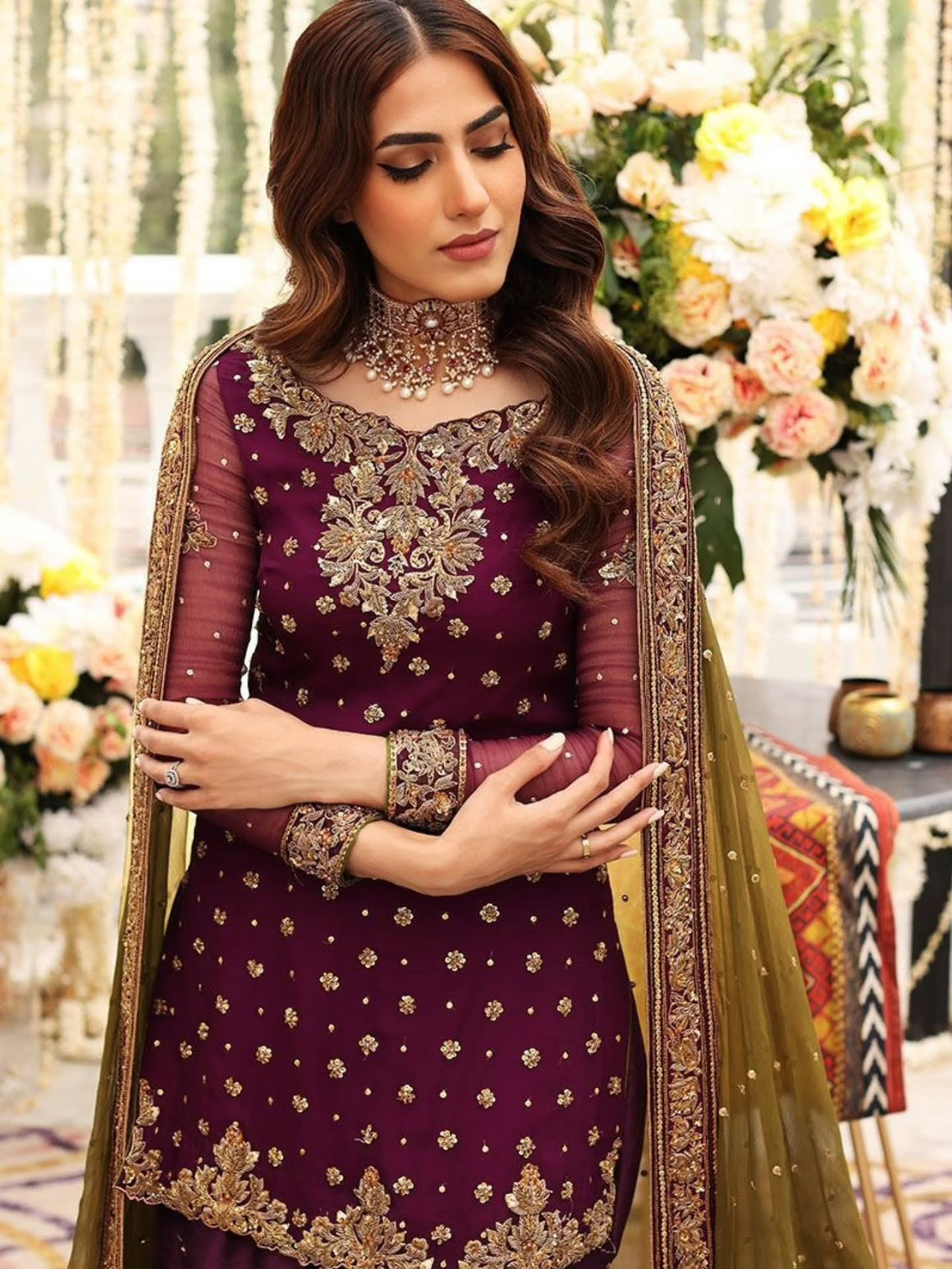 Zeenat Embellished Plum Sharara