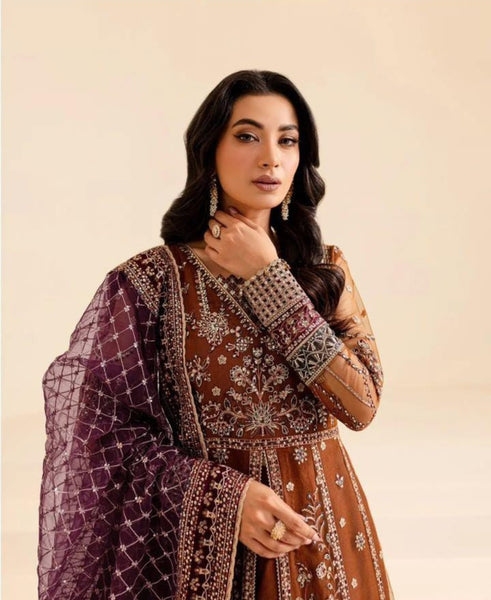 Royal Brown Embroidered Maxi